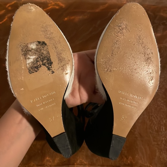 Isabel Marant Shane Suede and Pony Ankle Strap Wedge Heels 37 - Picture 5 of 9